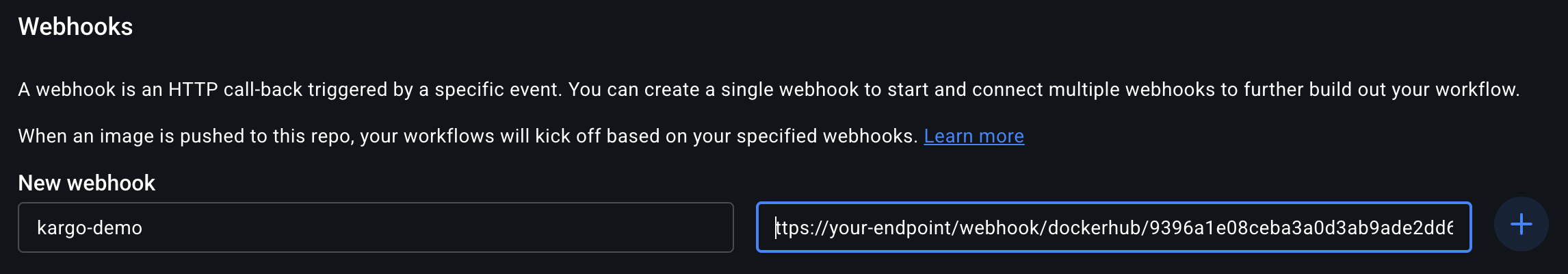 Create Webhook Button